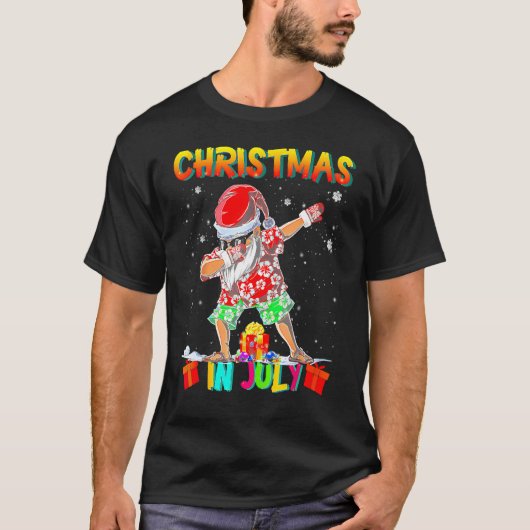 Christmas In July  Santa Dabbing Summer Santa Surf Tシャツ (正面)