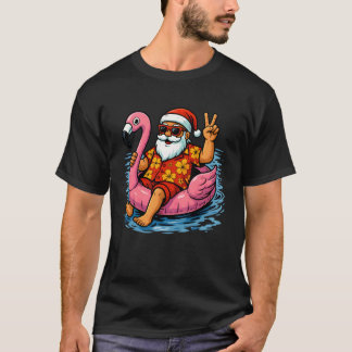 Christmas In July Santa Flamingo Summer Xmas Boys  Tシャツ