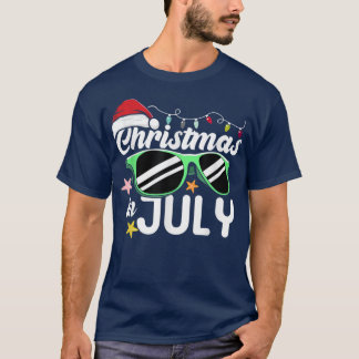 Christmas In July Santa Hat Sunglasses Beach Summe Tシャツ