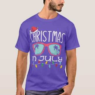 Christmas In July Santa Hat Sunglasses Summer Beac Tシャツ