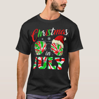 Christmas In July Santa Hat Tie Dye Sunglasses Sum Tシャツ