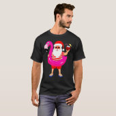 Christmas In July Santa Hawaii Sunglasses Flamingo Tシャツ (正面フル)