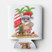 Christmas in July Santa Hawaiian Summer Surf Surfi 缶クーラー (裏面)