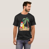 Christmas In July Santa Holding Surf Board On Trop Tシャツ (正面フル)