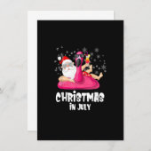 Christmas In July Santa Summer Flamingo Pool Float 招待状 (正面/裏面)