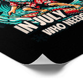 Christmas In July Santa Surfing Summer Beach Vacat ポスター (角)