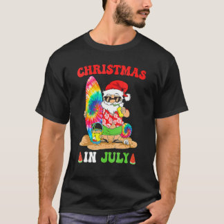 Christmas In July Santa Tie Dye Summer Surf Surfin Tシャツ