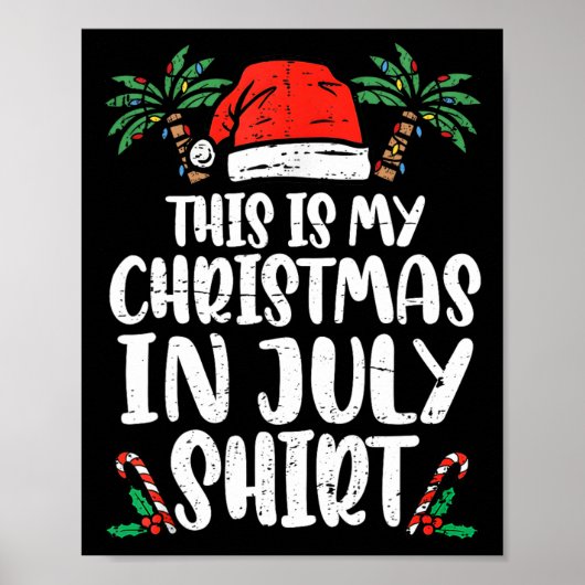 Christmas In July Shirt Santa Hat SummerビーチVac ポスター (正面)