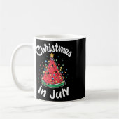Christmas In July Shirt Watermelon Christmas Tree コーヒーマグカップ (左)