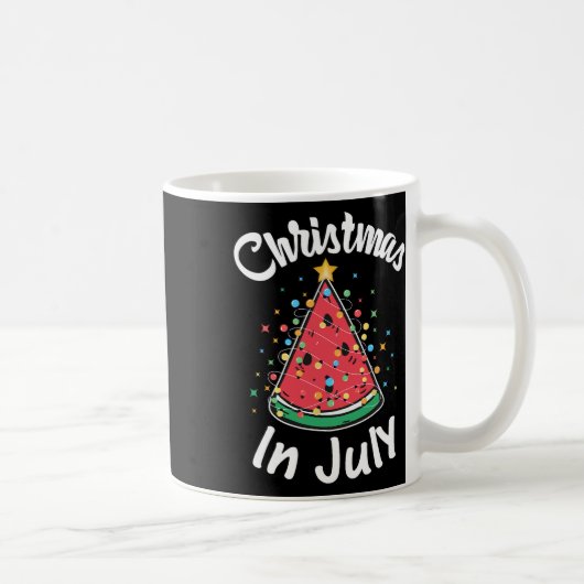 Christmas In July Shirt Watermelon Christmas Tree コーヒーマグカップ (右)