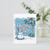 Christmas in July Snowman & Palm Tree Design ポストカード (スタンド正面)