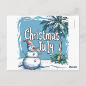 Christmas in July Snowman & Palm Tree Design ポストカード (裏面)