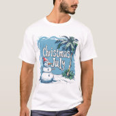 Christmas in July Snowman & Palm Tree Design Tシャツ (正面)