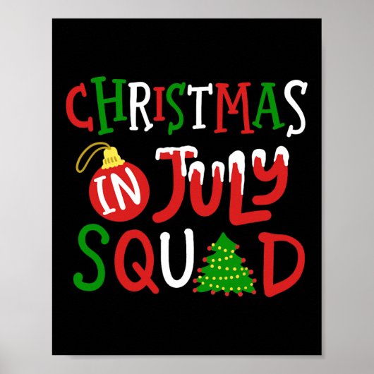 Christmas In July Squad Funny Merry Xmas Men Women ポスター (正面)