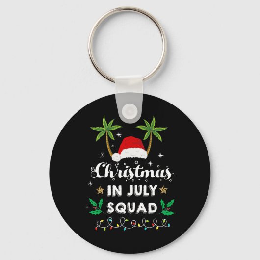 Christmas In July Squad Funny Summer Xmas Santa Ha キーホルダー (正面)