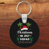 Christmas In July Squad Funny Summer Xmas Santa Ha キーホルダー (正面)