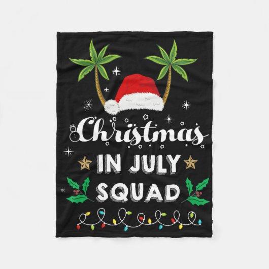 Christmas In July Squad Funny Summer Xmas Santa Ha フリースブランケット (正面)