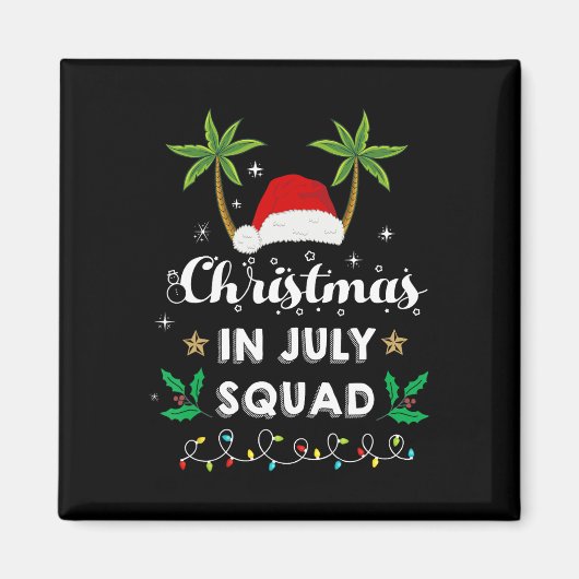 Christmas In July Squad Funny Summer Xmas Santa Ha マグネット (正面)