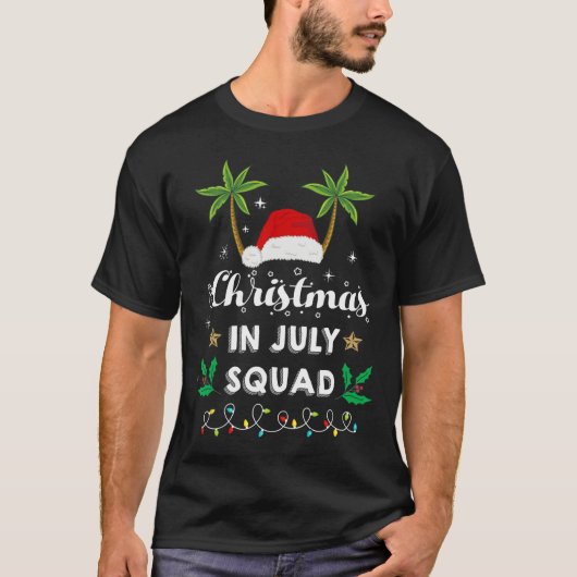 Christmas In July Squad Funny Summer Xmas Santa Ha Tシャツ (正面)