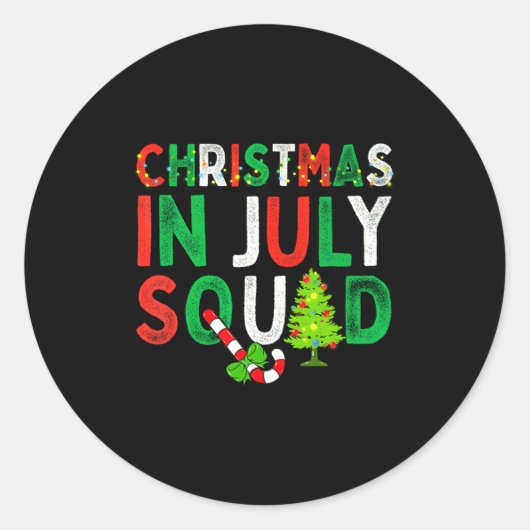 Christmas In July Squad Funny Xmas Men Women Kids ラウンドシール (正面)