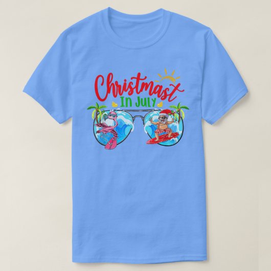 Christmas In July Sunglasses Santa Beach Summer Xm Tシャツ (デザイン正面)