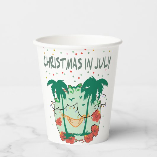 Christmas in July Tropical Colorful Christmas Tree 紙コップ (正面)