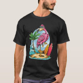 Christmas In July  Tropical Flamingo Hawaii Summer Tシャツ (正面)