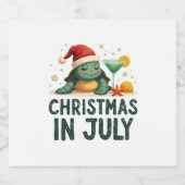 Christmas In July Turtle Summer Xmas Tortoise Wome スパークリングワインラベル (シングルラベル)