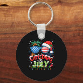 Christmas In July Usa Flag Summer Beach Hawaii San キーホルダー (正面)