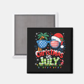 Christmas In July Usa Flag Summer Beach Hawaii San マグネット (正面/裏面)