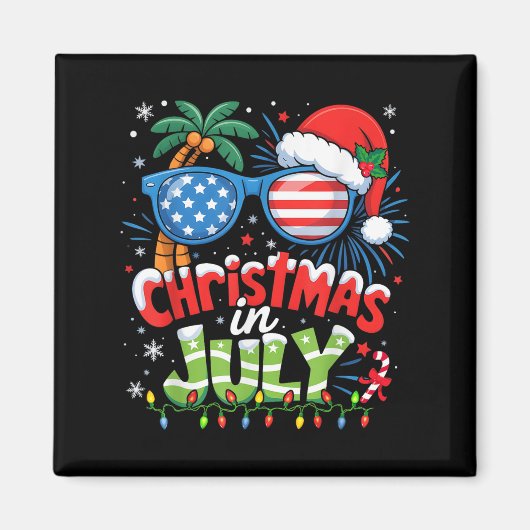 Christmas In July Usa Flag Summer Beach Hawaii San マグネット (正面)