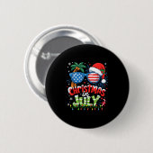 Christmas In July Usa Flag Summer Beach Hawaii San 缶バッジ (正面&裏面)