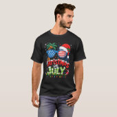 Christmas In July Usa Flag Summer Beach Hawaii San Tシャツ (正面フル)