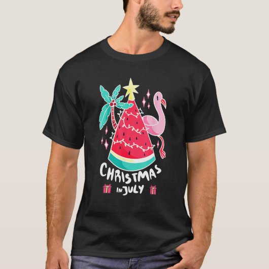 Christmas In July Watermelon Christmas Tree Summer Tシャツ (正面)
