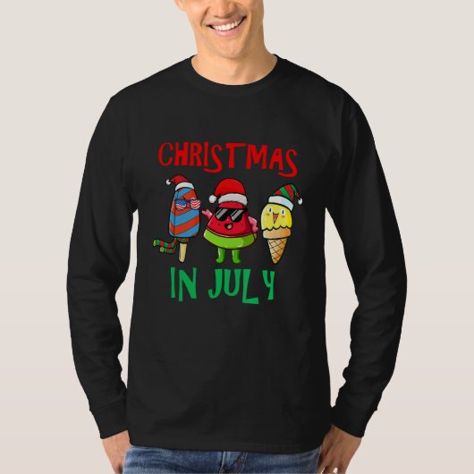 Christmas In July Watermelon Ice Pops Xmas Santa H Tシャツ (正面)