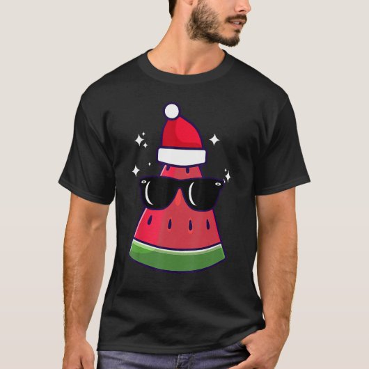 Christmas In July Watermelon Summer Santa Xmas Cut Tシャツ (正面)