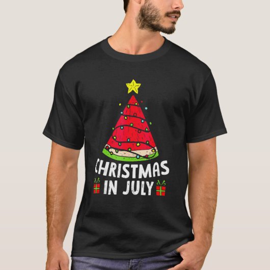 Christmas In July Watermelon Summer Vacation Beach Tシャツ (正面)