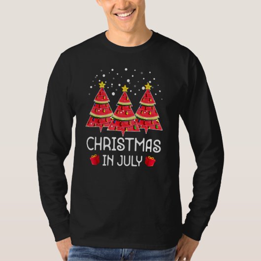 Christmas In July Watermelon Summer Vacation Beach Tシャツ (正面)