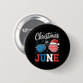 Christmas In June Sungles Santa Hat Us Flag Vacati 缶バッジ (正面&裏面)