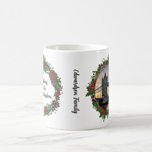 Christmas in Kingdom国統一されたの写真モノグラム コーヒーマグカップ (中央)