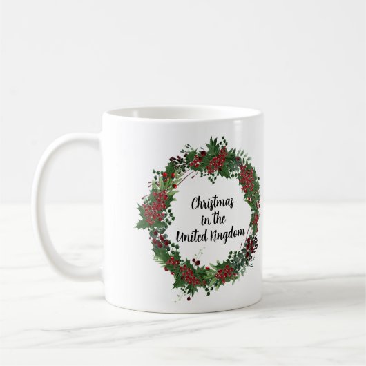 Christmas in Kingdom国統一されたの写真モノグラム コーヒーマグカップ (左)