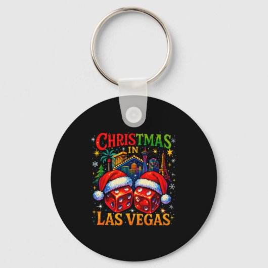 Christmas In Las Vegas Funny Holiday Design Long S キーホルダー (正面)