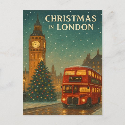Christmas in London – Festive Holiday Scene with R ポストカード (正面)