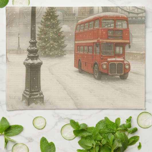 Christmas in London Gift for Traveler | Holiday キッチンタオル (折り畳み)
