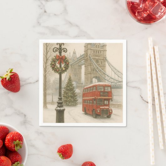 Christmas in London Gift for Traveler | Holiday スタンダードカクテルナプキン (インサイチュ)