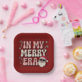 Christmas in My Merry Era Cute Groovy Xmas ペーパープレート (パーティー)