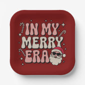Christmas in My Merry Era Cute Groovy Xmas ペーパープレート (正面)