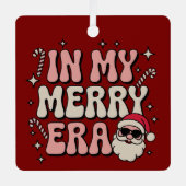 Christmas in My Merry Era Cute Groovy Xmas メタルオーナメント (正面)