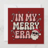 Christmas in My Merry Era Cute Groovy Xmas 招待状 (正面)