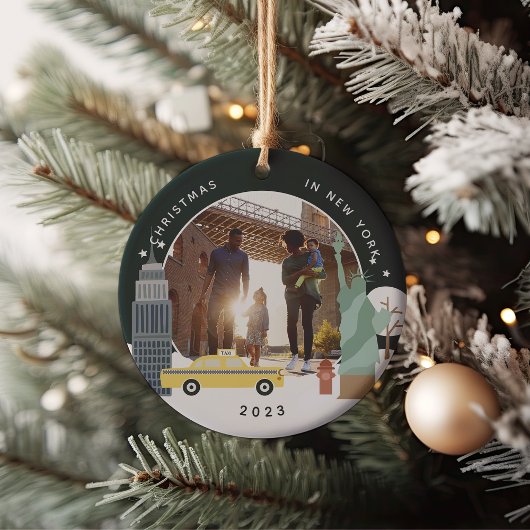 Christmas in New York Keepsake Photo セラミックオーナメント